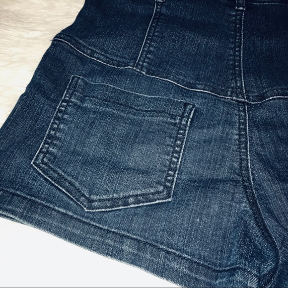 F21 Dark Denim High Waist Button Fly Shorts -Sz 27 - Picture 10 of 11